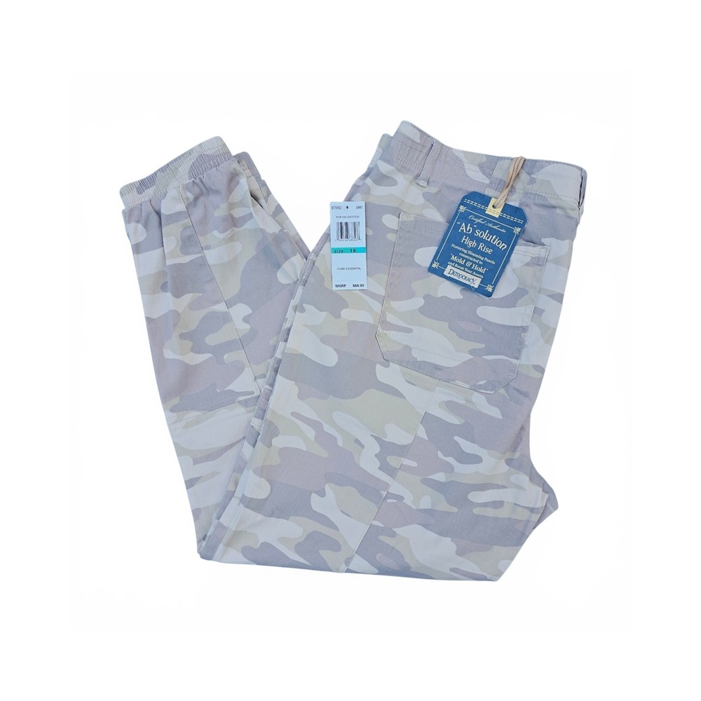 Democracy "Ab"solution High Rise Camo Jogger Pants Gray Pink Camouflage NWT 16